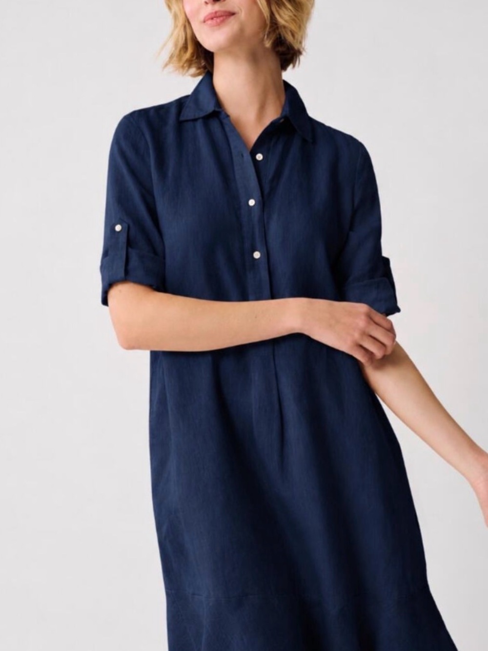 J. McLaughlin Navy 100% linen Dress